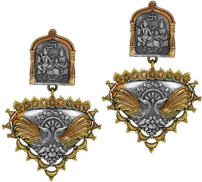 Traditional Lord Shiva Inspired Oxidised Gold and Silver Tone Stylish Jhumka for women/girls Alloy Jhumki Earring