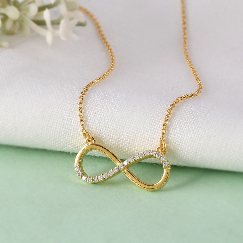 925 Sterling Silver SWAROVSKI ZIRCONIA Diamond Infinity Symbol Pendant Chain. | Zircon Rhodium Plated Sterling Silver Necklace Set
