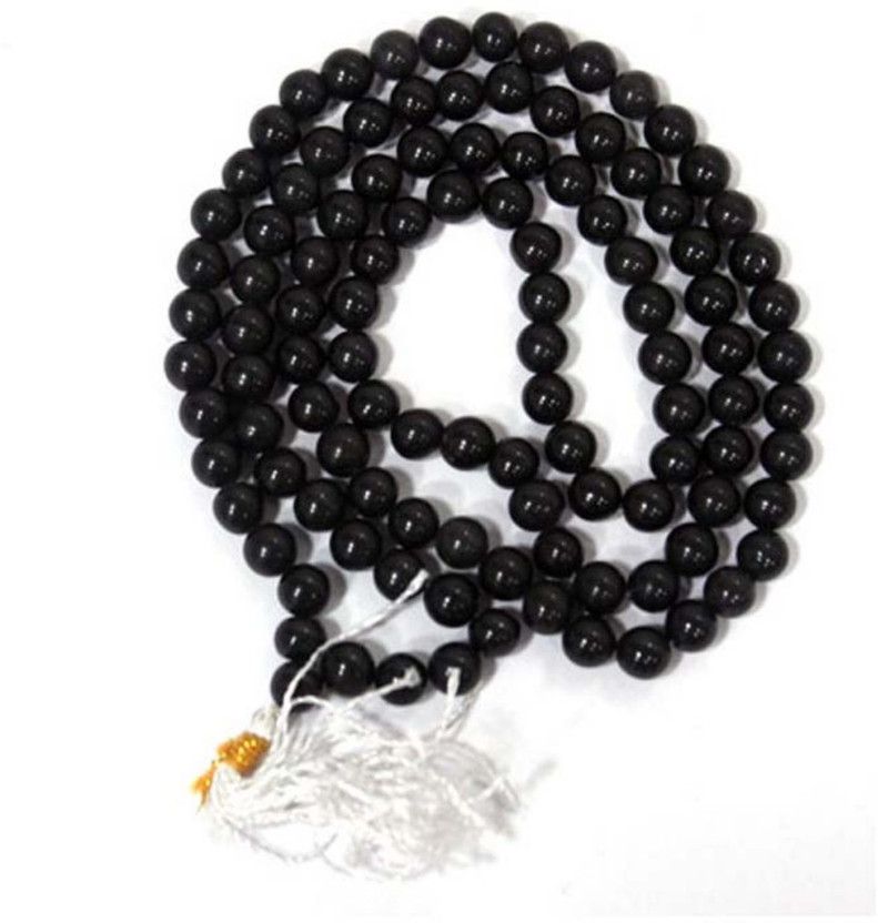 Black Hakik Mala Beads Stone Chain