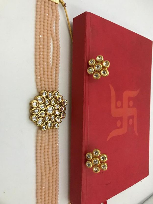 Brass Gold-plated Beige, Gold, White Jewel Set  (Pack of 1)