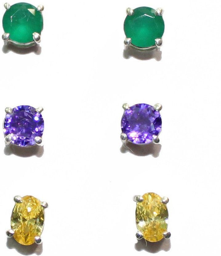 Multi-Color Zircon Stone Earrings Zircon Metal Stud Earring
