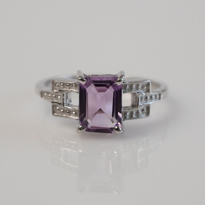 Women's 925 Sterling Silver Amethyst Solitaire Wedding Band RIng Sterling Silver Amethyst Sterling Silver Plated Ring
