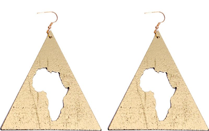 WOODEN GOLDEN EARRING Wood Drops & Danglers
