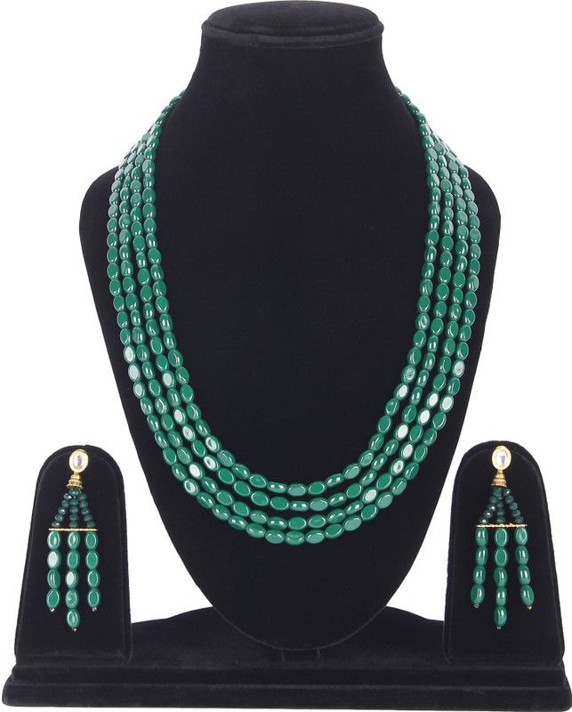 Crystal Brass, Gold-plated Green Jewel Set  (Pack of 1)