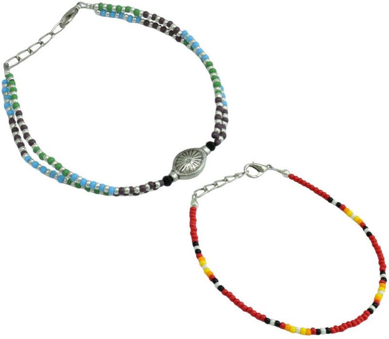 HIGH TRENDZ Combo pack of 2 Single Leg Beads Alloy Anklet  (Pack of 2)