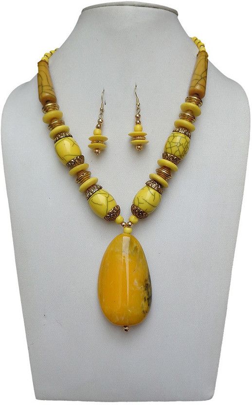 Plastic, Alloy Brass Yellow, Gold Jewel Set  (Pack of 1)