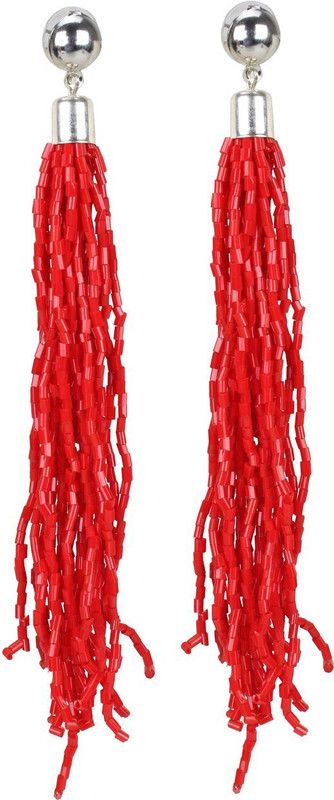 Beads German Silver, Silver, Alloy, Metal Tassel Earring