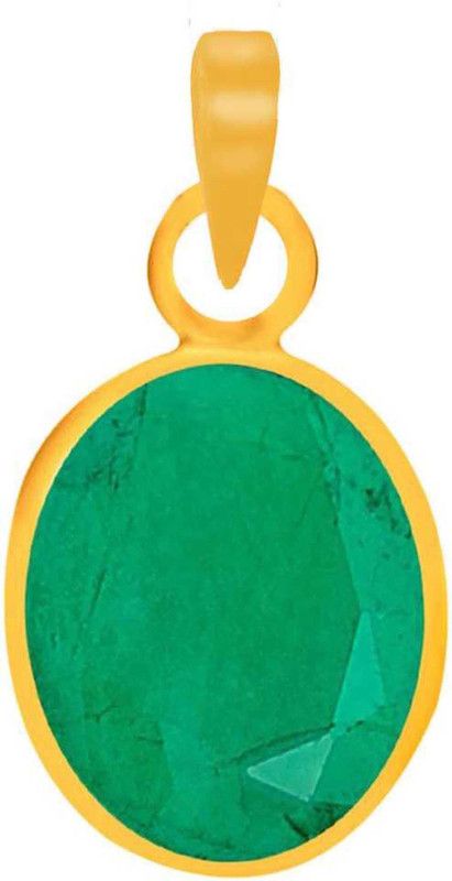 Natural Certified Emerald (Panna) 7.25 Ratti or 6.6 Carat for Male & Female Panchdhatu Pendent Gold-plated Emerald Alloy Pendant