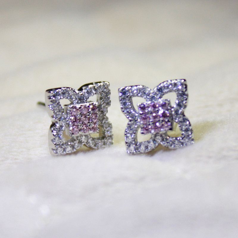 925 sterling silver zirconia tops White Zircon Sterling Silver Plug Earring
