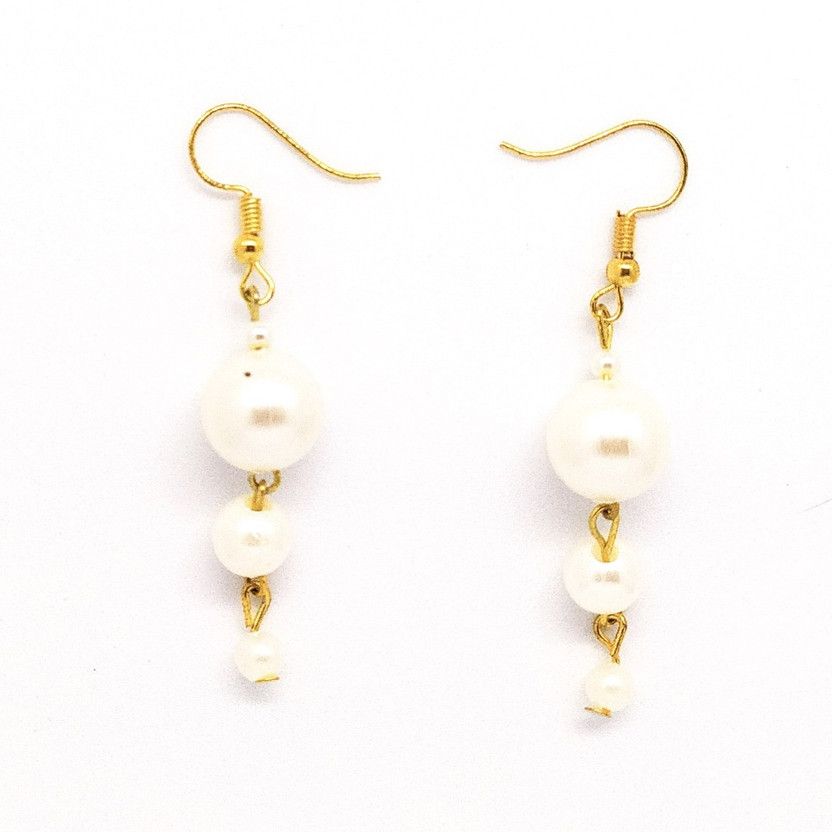 Cute White PEARL Dangler Earrings Plastic Earring Set