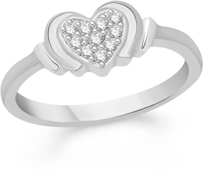 Stylish Heart Alloy, Brass Cubic Zirconia Rhodium Plated Ring
