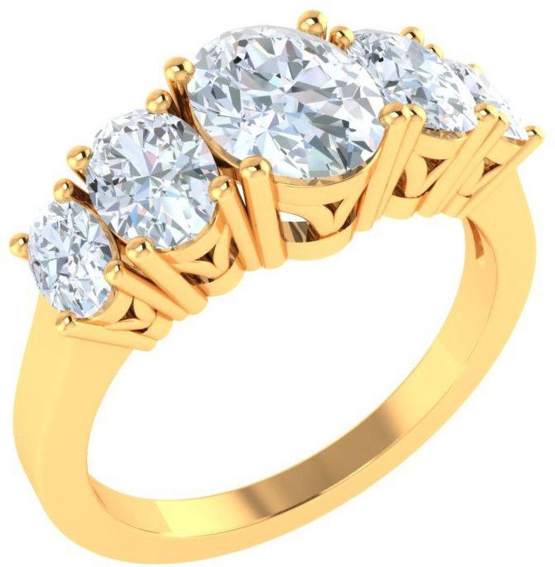 AELR0007B Sterling Silver Diamond Gold Plated Ring