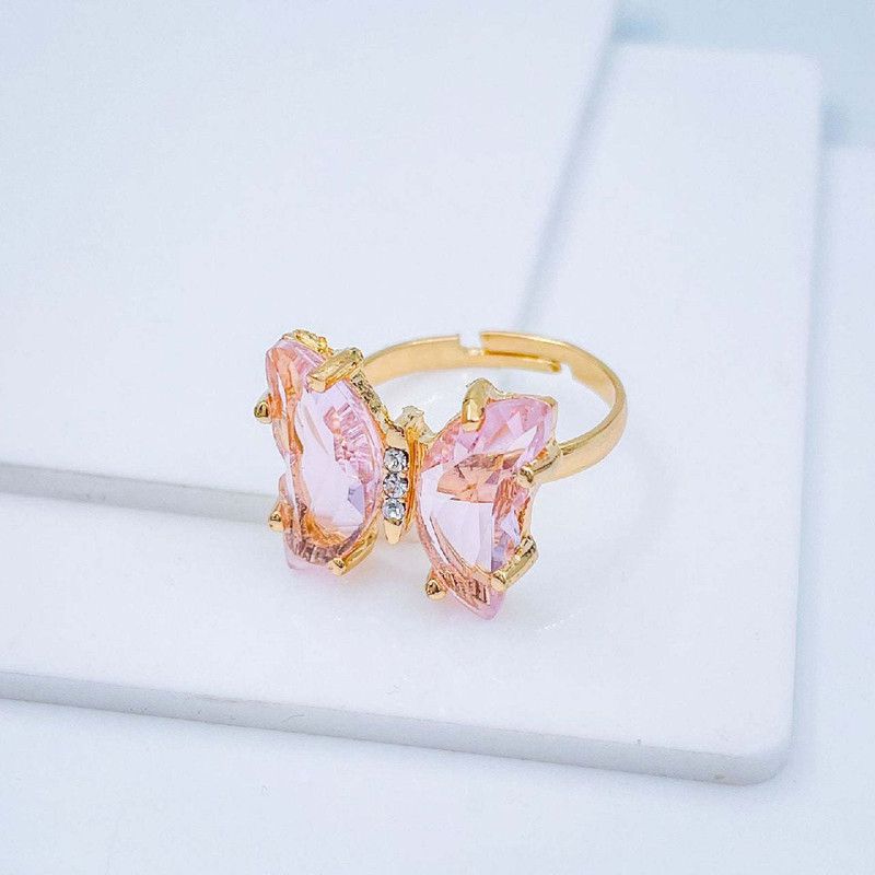Butterfly Copper Crystal Gold Plated Ring