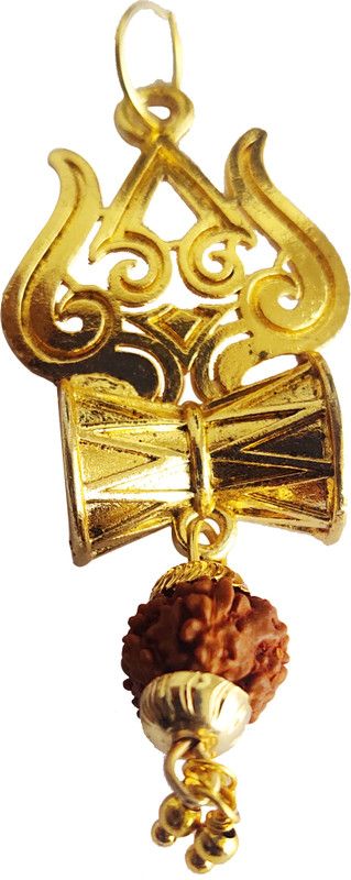 New Trendy Lord Shiva Symbol Trishool Damru Gold Plated Golden Pendant Gold-plated Alloy, Brass Pendant