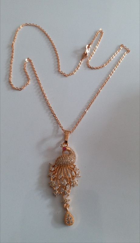 {SHREE SHAKTI ARTS} PEACOCK DESIGN A D. STONE PANDED SET WITH PEACOCK STUDS. Gold-plated Plated Brass, Copper Necklace Set