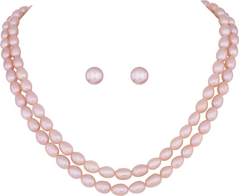 Mother of Pearl Rose Gold Jewel Set  (Pack of 1)
