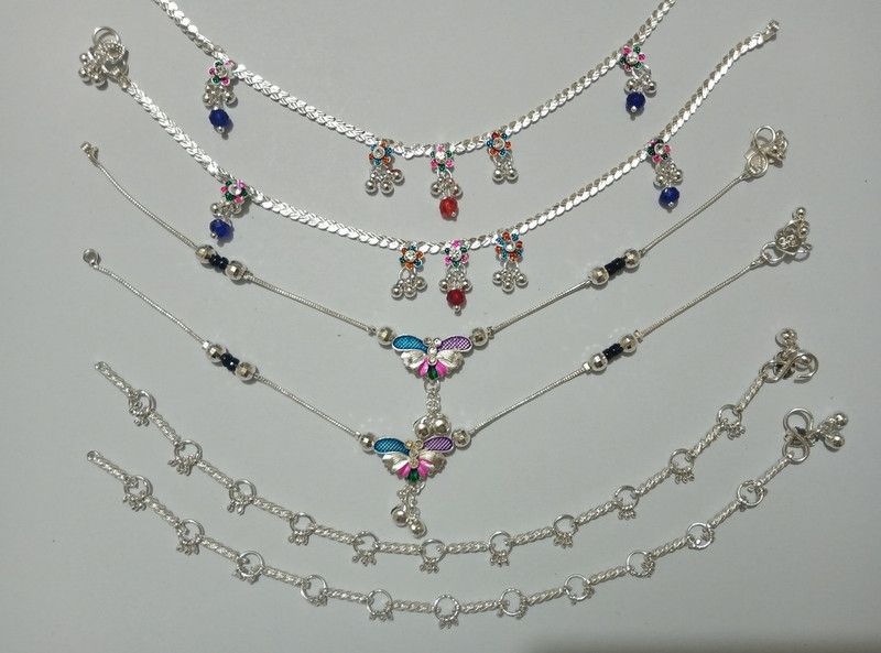 S-AM_ANK_66 Sterling Silver Anklet  (Pack of 3)