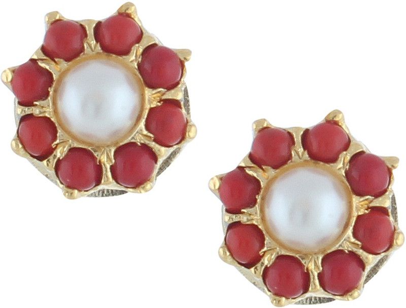 Colour Spark Coral Alloy Stud Earring