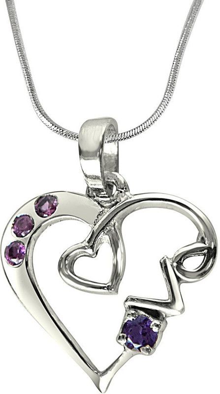 Loads of Love Purple Amethyst, Pink Rhodolite & 925 Sterling Silver Pendant with 18 IN Chain (SDP291) Sterling Silver Amethyst Sterling Silver Pendant