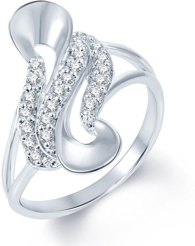 Intricately Alloy Cubic Zirconia Rhodium Plated Ring