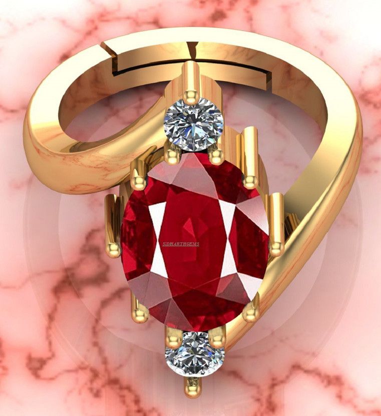 13.25 Ratti 12.00 Carat Natural Ruby Stone Manik Ring Adjustable Panchdhatu Ring Brass Ruby Gold Plated Ring