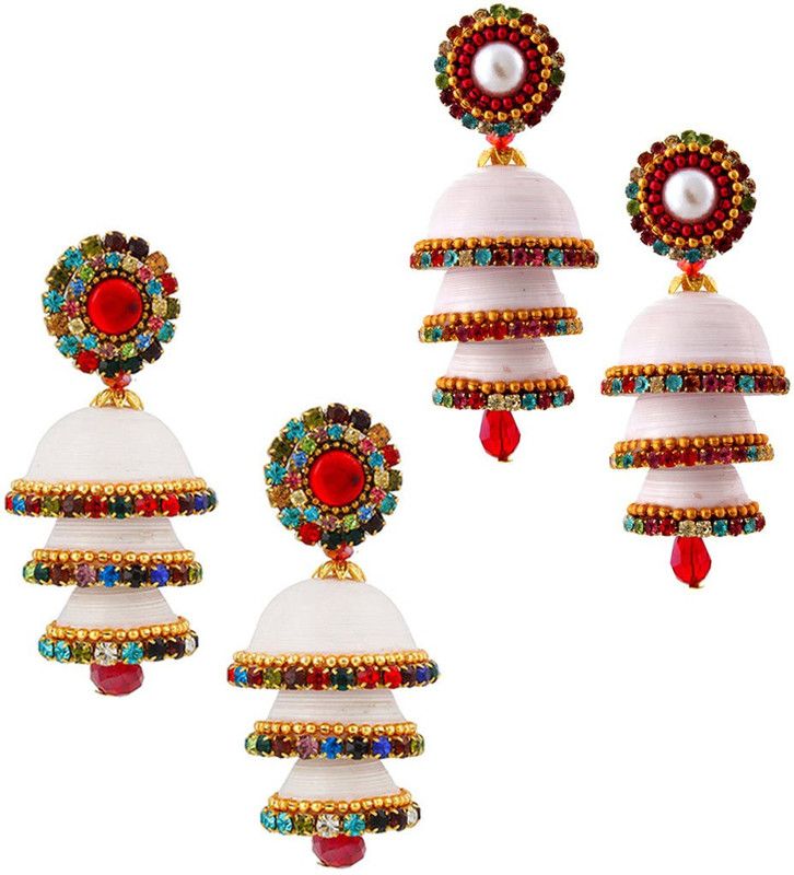 Combo of Two Fashionable Multicolor Jhumki Paper Jhumki Earring