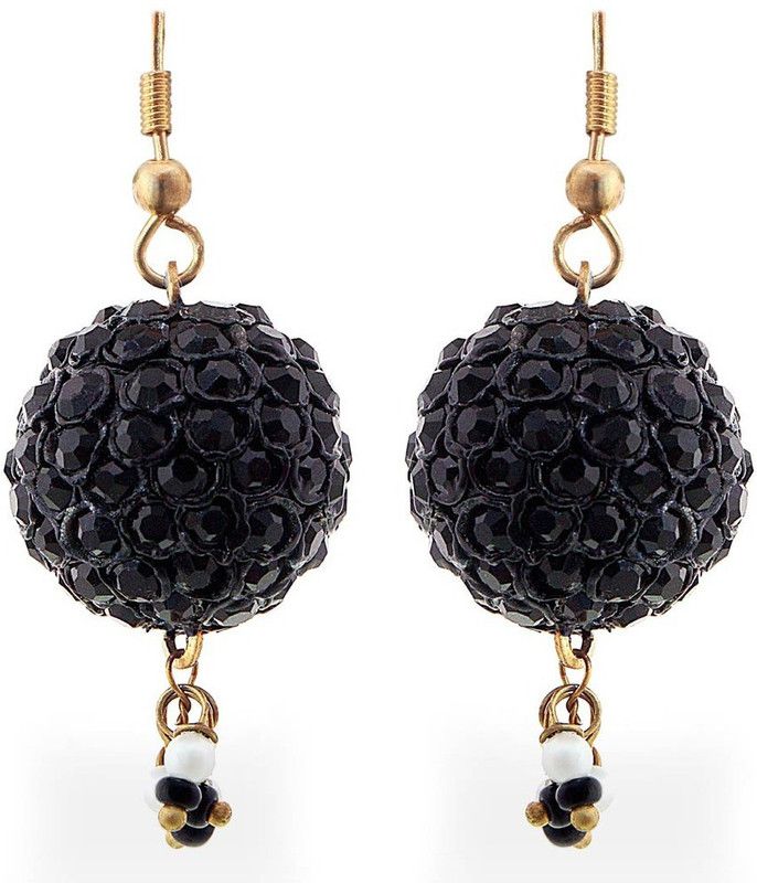 Handmade Black Lac Ball Jhumka Set Brass Drops & Danglers