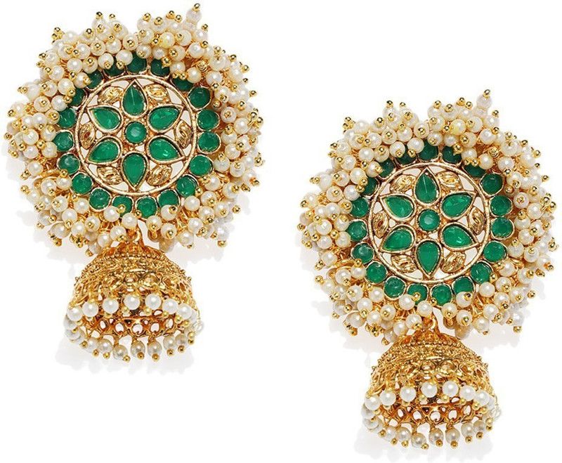 Embellished with Stones & Pearls Metal Jhumki Earring