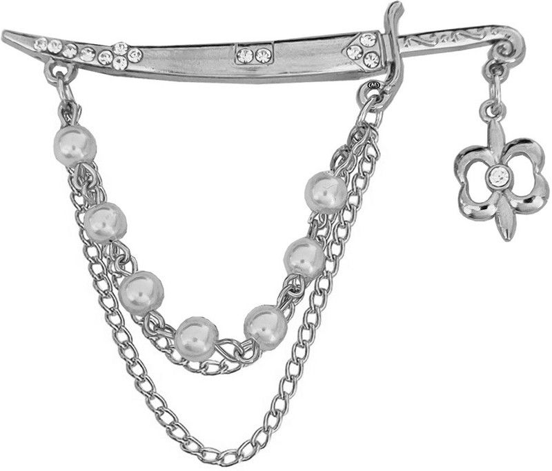 M Men Style Sword Chain Lapel Pin Badge Coat Suit Wedding Gift Shirt Collar Brooch Brooch  (Silver)