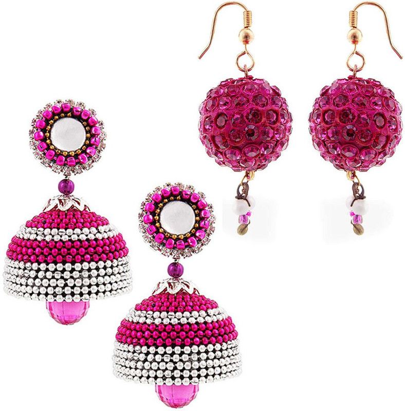 Set of Two Pretty Looking Multicolor Jhumki Lac, Brass Jhumki Earring