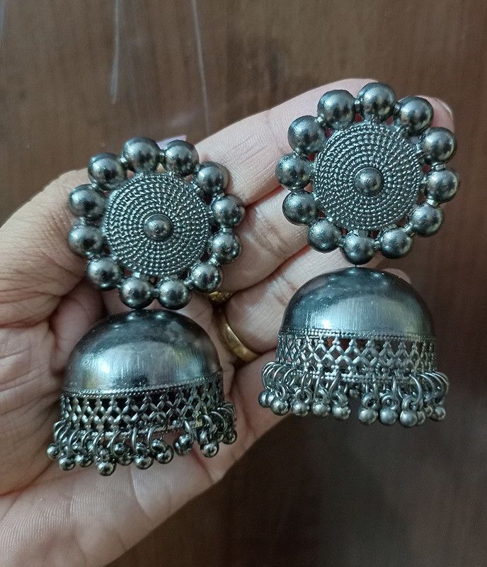 Black Jhumki earrings Beads Alloy Stud Earring, Jhumki Earring