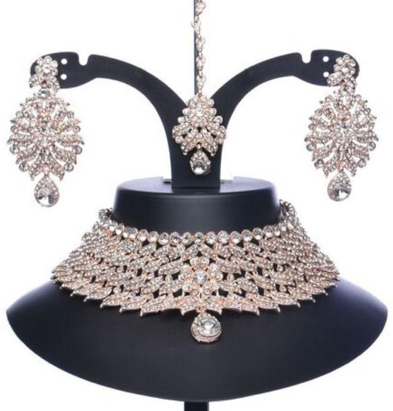 Alloy Rhodium Rose Gold, White Jewel Set  (Pack of 1)