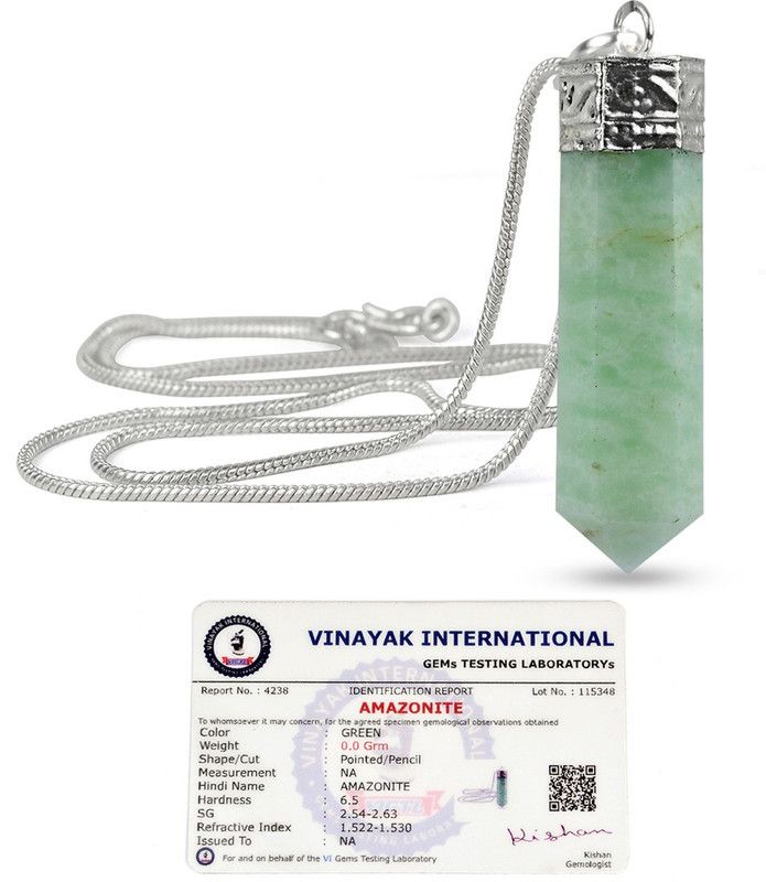 Natural Certified Amazonite Pencil Pendnat Crystal Pendant Crystal Crystal