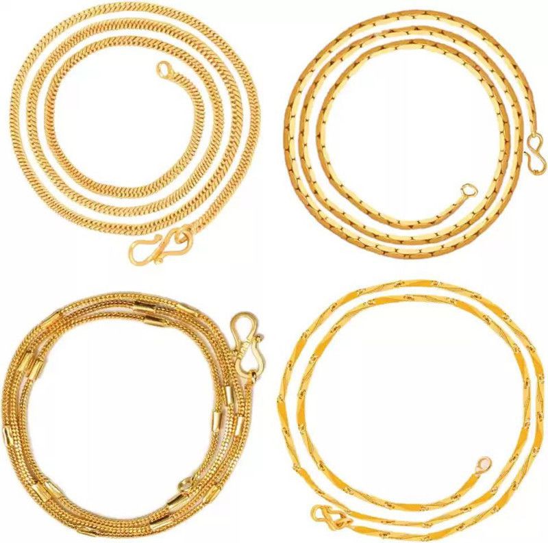 combo pack of traditional or stylish necklace chains for women and men Aquamarine Gold-plated Plated Alloy Chain