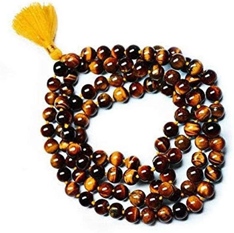 Reiki Crystal 8 mm 108 Round Beads Jap Mala for Reiki Healing Tiger Eye Natural Stone Mala for Unisex Stone Chain