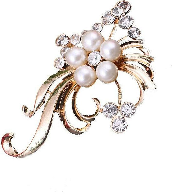 SYGA Brooch Hollow Flower Crystal Brooches for Bridal Women Girl-Hollow Flower Gold Brooch  (Gold)