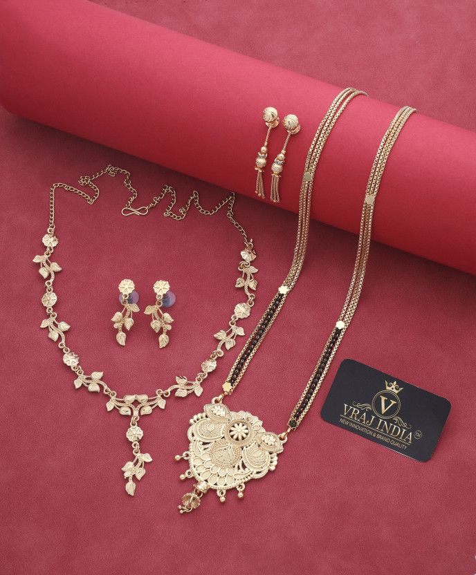 Brass, Copper Gold-plated Gold Jewel Set  (Pack of 1)
