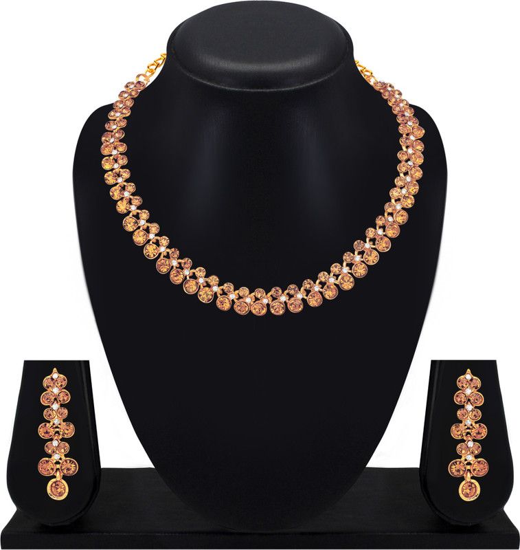 Crystal, Alloy Gold-plated Bronze Jewel Set  (Pack of 1)