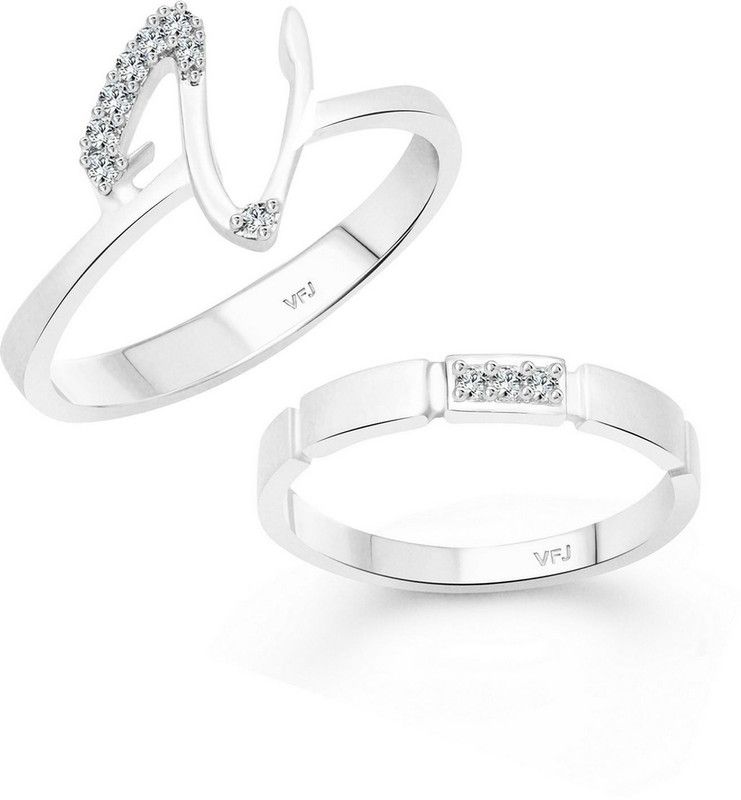 Women & Girls Combo Ring Alloy Crystal, Cubic Zirconia Rhodium Plated Ring Set