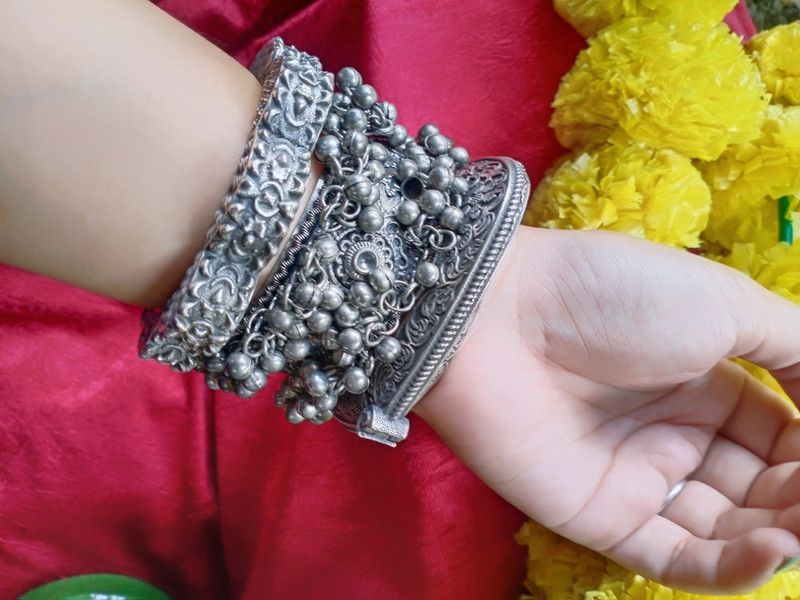 Oxidised Silver Silver Kada