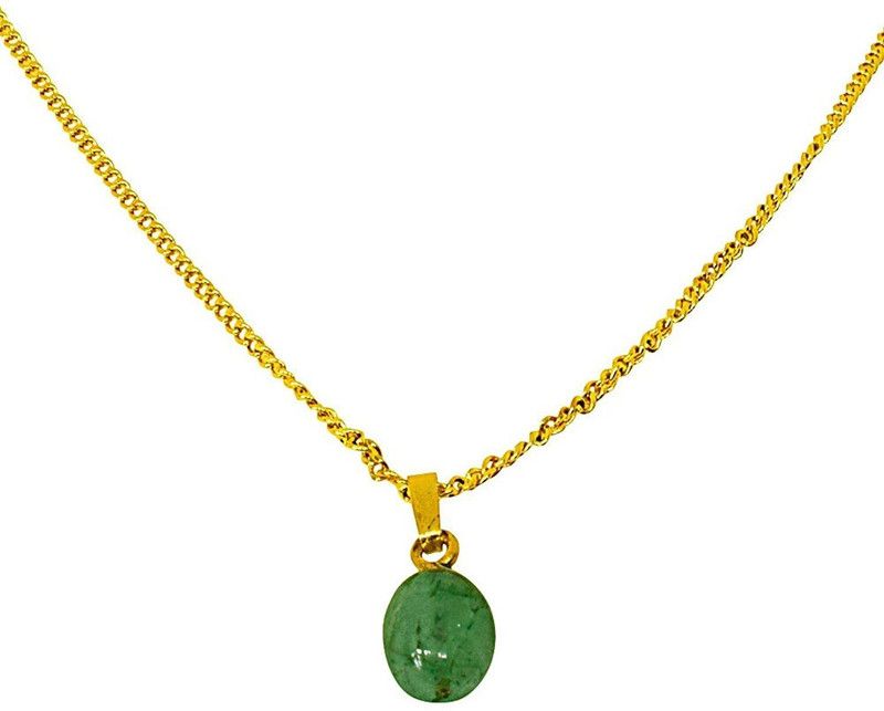 4.02 cts Real Natural Green Emerald Pendant for Girls with Gold Plated 22 in Chain (4.02cts EMR) Emerald Metal Pendant