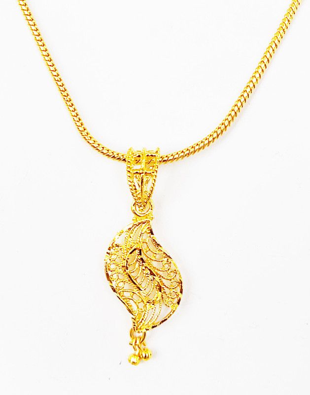 Latest Gold Plated Excellent Quality Leaf Shape Antique Royal Shape Micro Polish Pendant With Snake Chain (22-24 Inch) For Girls And Women Gold-plated Alloy, Brass Locket