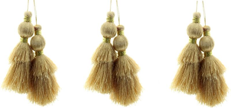Fashionhaat Golden Tassel Latkan Dome Shape with Double Layered Cut, Suitable For suit Kurtis Gown Saree Blouse Dupatta Lehenga (Set of 3 Pieces) Brooch  (Gold)
