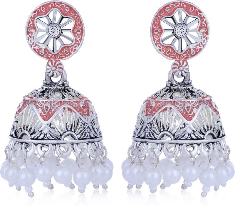 Glitzy Oxidised Mint Collection Pearl Pearl Alloy Jhumki Earring