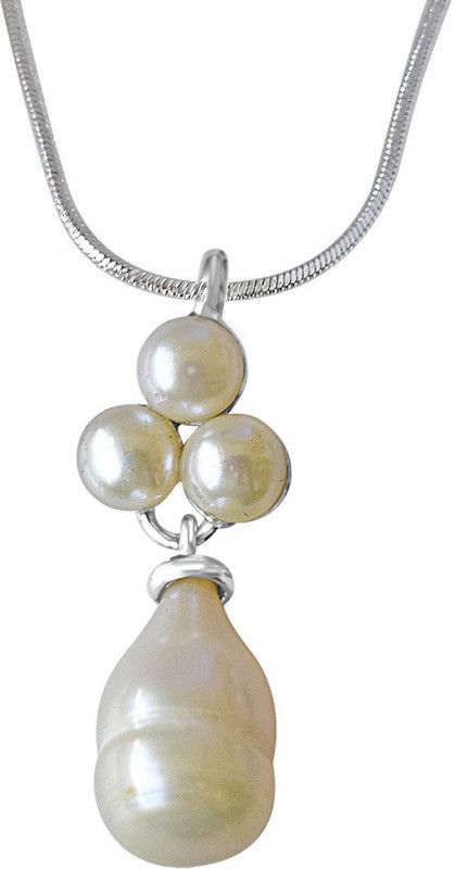 Pearl Garden Sterling Silver Pendant with Chain for Women (SDS233) Silver Pearl Sterling Silver Pendant