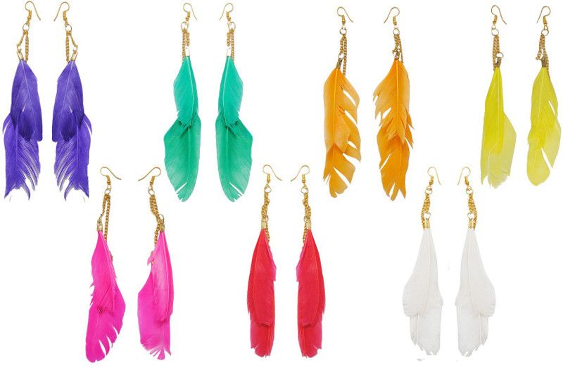 Tribal Feather (Pack of 7) Alloy Drops & Danglers