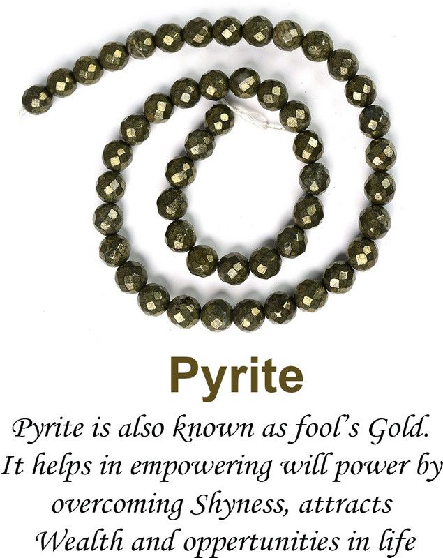 Pyrite Crystal Stone 8 mm Diamond Cut Beads for for Jewellery Making Necklace Bracelet Mala Beads Crystal Crystal Necklace