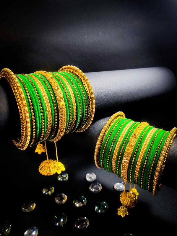 Metal Zircon, Beads, Pearl Gold-plated Bangle Set  (Pack of 50)