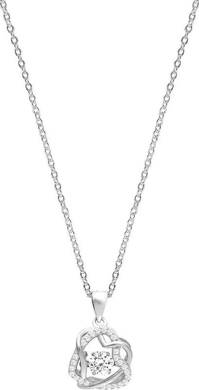 925Sterling Silver Diamond Interlocked Heart Pendant with Chain for women Rhodium Swarovski Crystal Sterling Silver Pendant