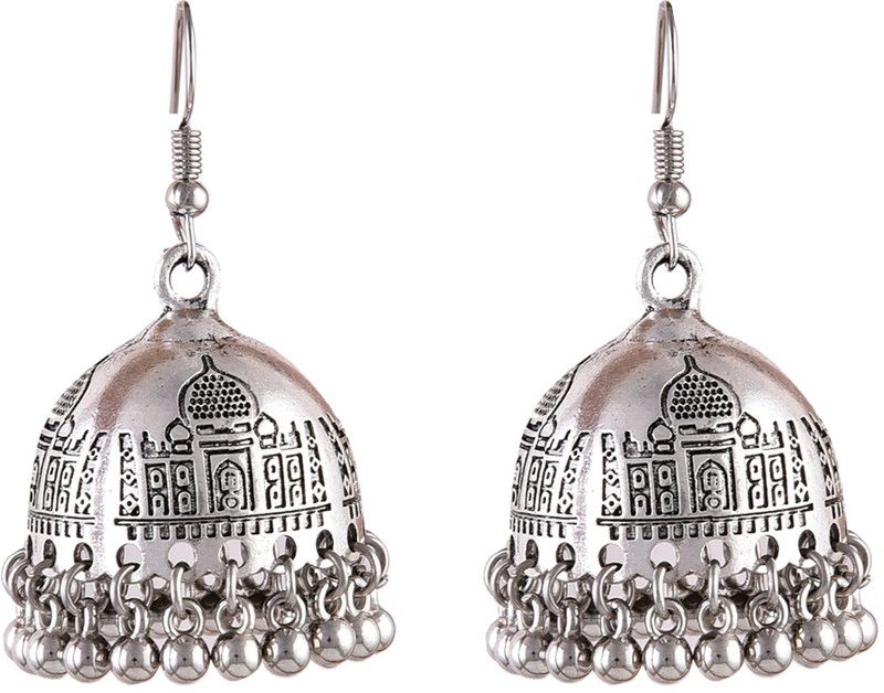 Oxidised Tajmahal Metal Jhumki Earring